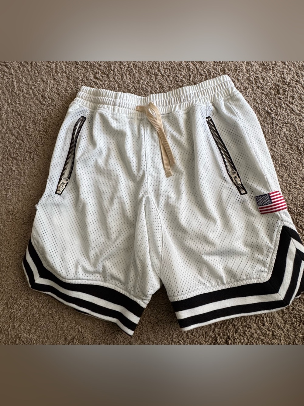 Darc Sport White Mesh Athletic Shorts with Black Trim